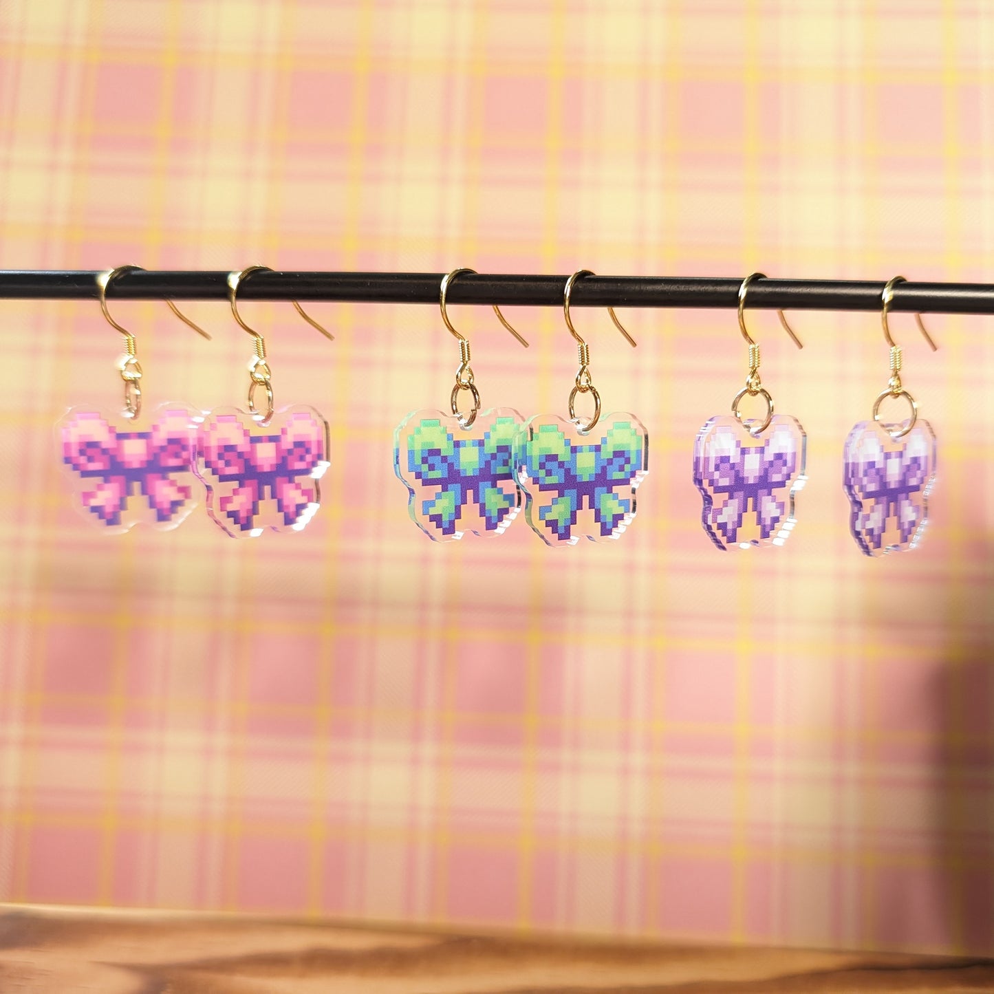 Pixel Bow Acrylic Earrings