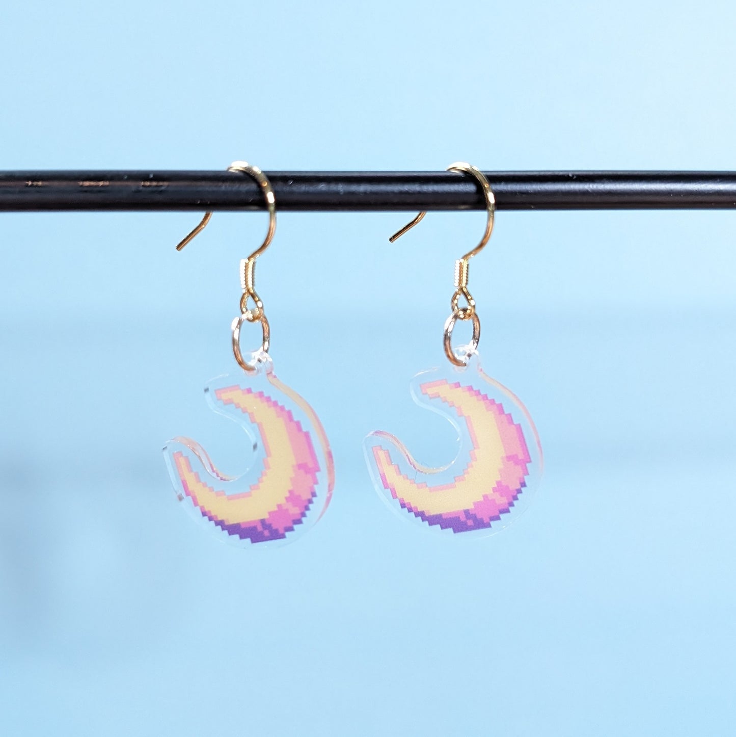 Pixel Moon Acrylic Earrings