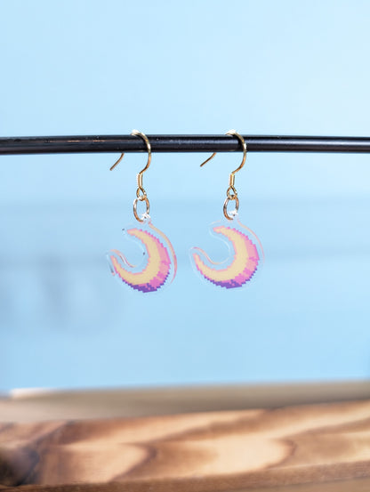 Pixel Moon Acrylic Earrings