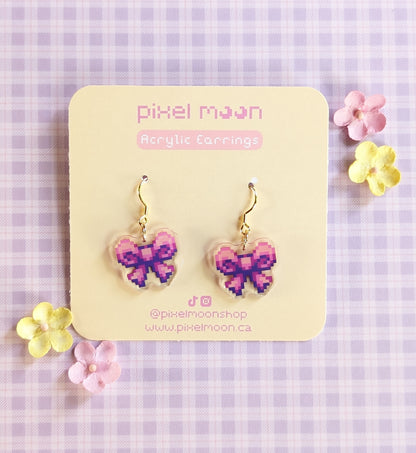 Pixel Bow Acrylic Earrings