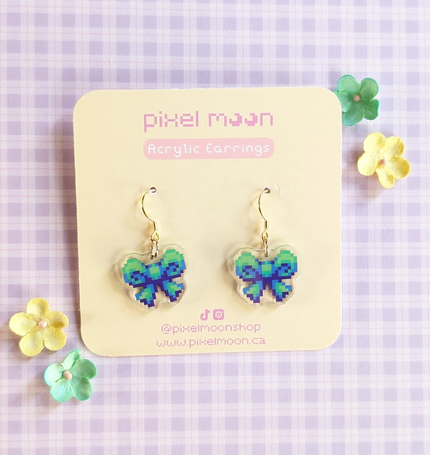 Pixel Bow Acrylic Earrings