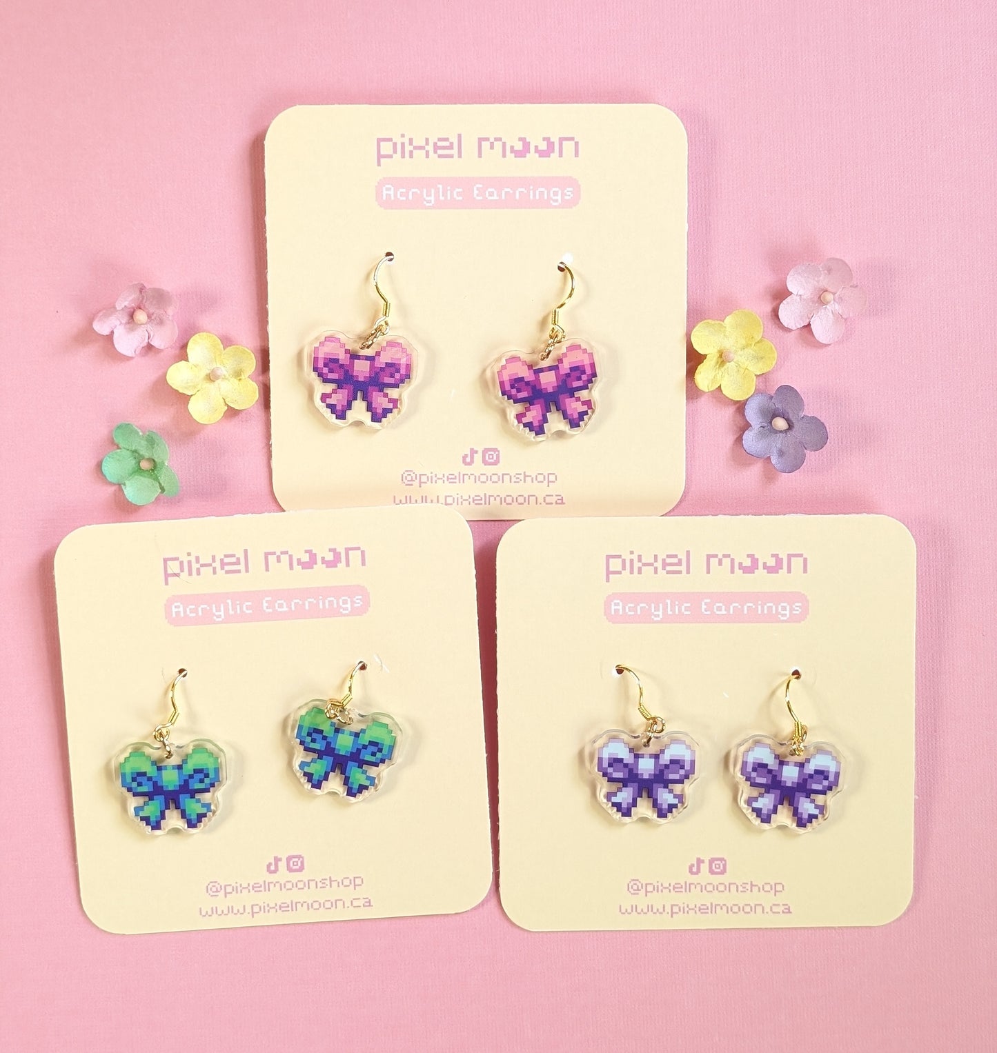 Pixel Bow Acrylic Earrings