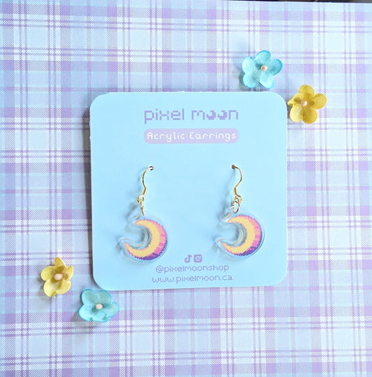 Pixel Moon Acrylic Earrings