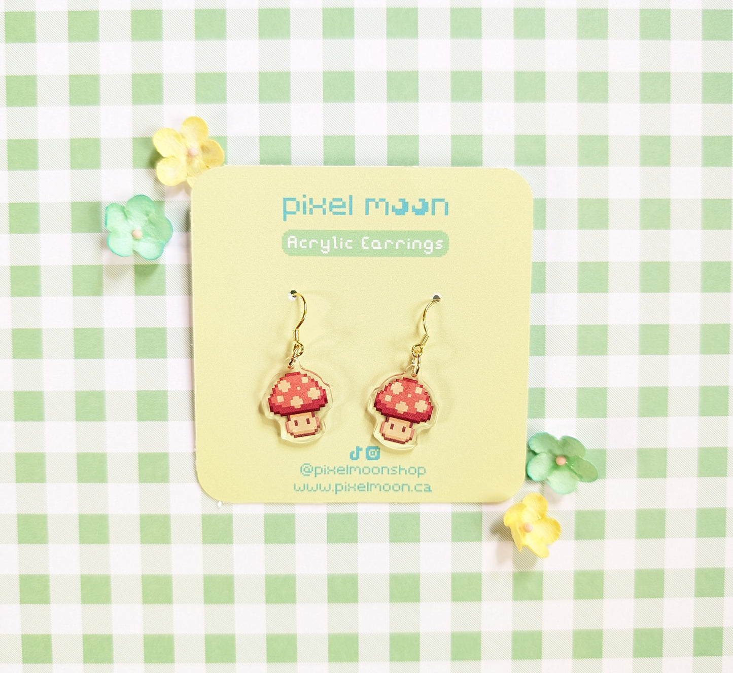 Pixel Mushroom Acrylic Earrings