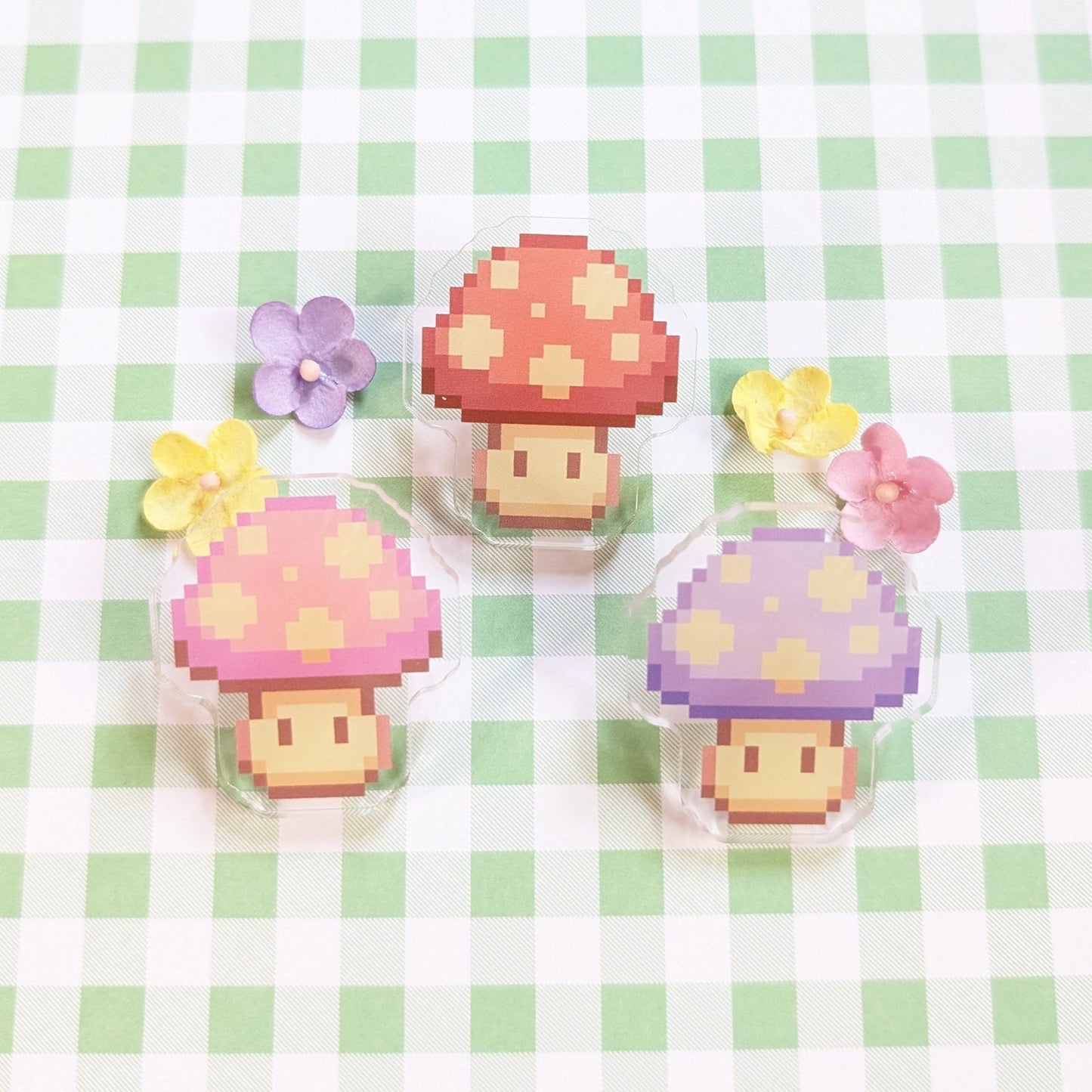 Pixel Mushroom Acrylic Pins