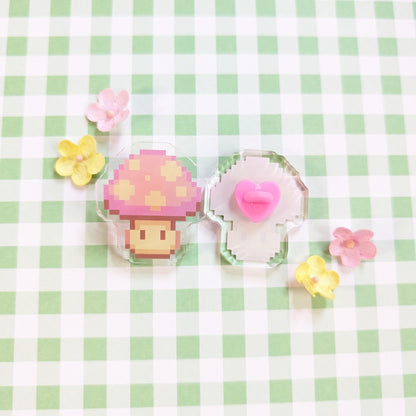 Pixel Mushroom Acrylic Pins