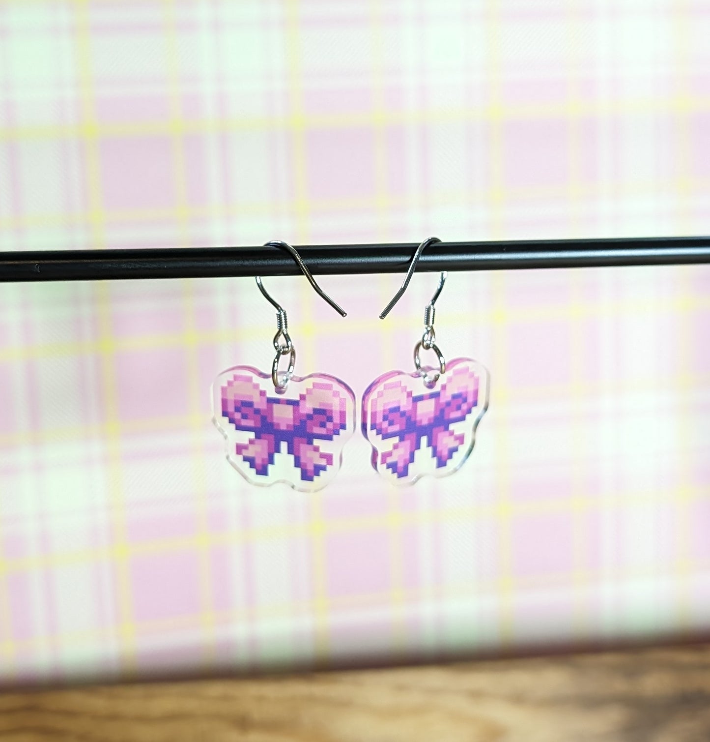 Pixel Bow Acrylic Earrings