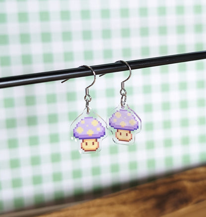 Pixel Mushroom Acrylic Earrings