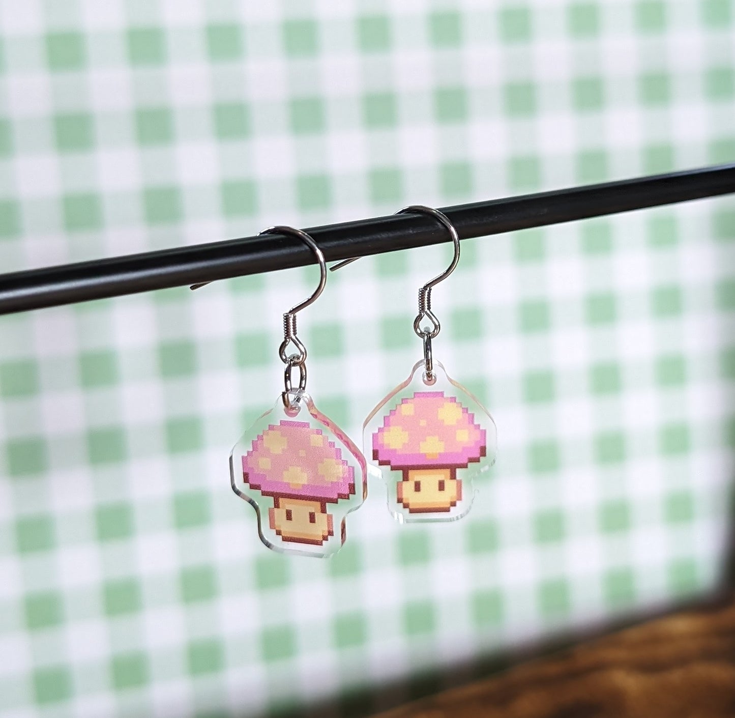 Pixel Mushroom Acrylic Earrings