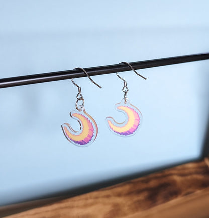 Pixel Moon Acrylic Earrings