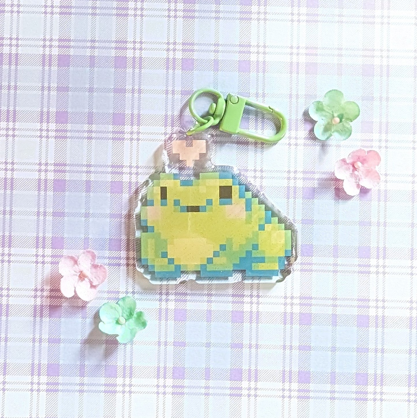 Porte-clés acrylique grenouille Kawaii