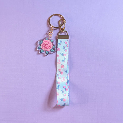 Vintage Rose Wrist-Length Lanyard with Charm