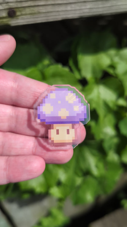 Pixel Mushroom Acrylic Pins