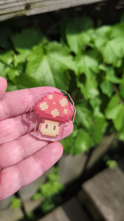 Pixel Mushroom Acrylic Pins